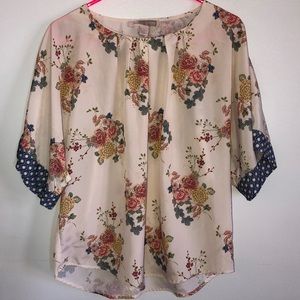 Forever 21 Floral Print Kimono Sleeve Blouse